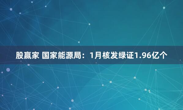 股赢家 国家能源局：1月核发绿证1.96亿个